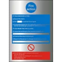 Fire Action Sign Self Adhesive Aluminium Green 30 x 21 cm