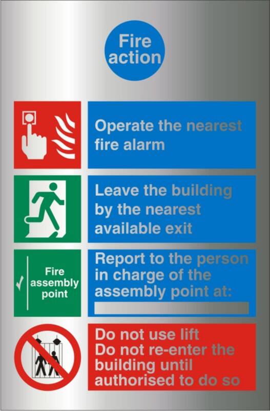 Fire Information Sign Fire Action Adhesive Aluminium 30 x 21 cm