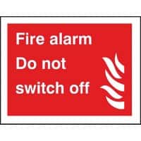 Fire Sign Fire Alarm Do Not Switch Off Self Adhesive Plastic 20 x 30 cm