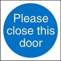 Mandatory Sign Close Door Adhesive Plastic 20 x 20 cm