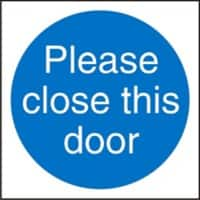 Mandatory Sign Close Door vinyl Blue, White 20 x 20 cm