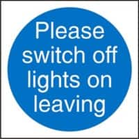 Mandatory Sign Switch Off Lights vinyl Blue White 10 x 10 cm