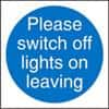 Mandatory Sign Switch Off Lights vinyl Blue White 10 x 10 cm
