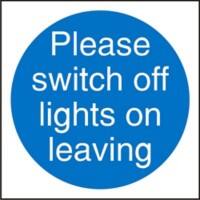 Mandatory Sign Switch Off Lights Plastic Blue, White 20 x 20 cm