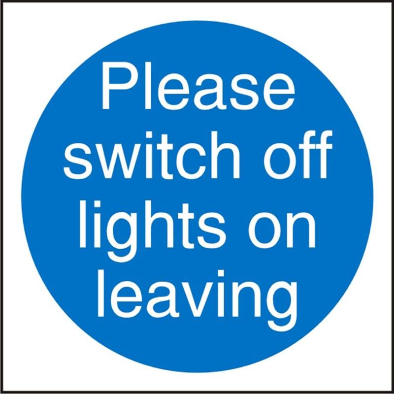 Mandatory Sign Switch Off Lights Adhesive Vinyl 20 x 20 cm