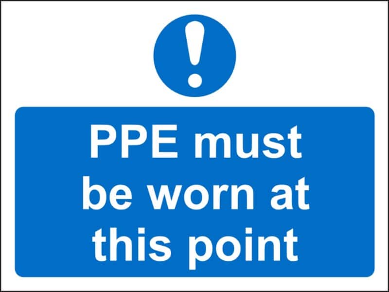 Mandatory Sign PPE Must Be Worn At This Point Freestanding PVC (Polyvinyl Chloride) 45 x 60 cm