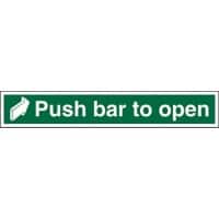 Safety Sign Push Bar To Open with Right Arrow Adhesive Plastic 5 x 30 cm