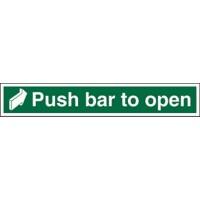 Exit Sign Push Bar To Open with Right Arrow Vinyl Green 5 x 30 cm
