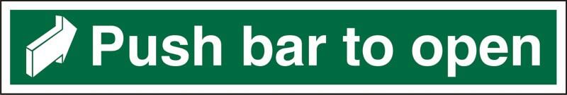 Safety Sign Push Bar To Open with Right Arrow Adhesive Plastic 10 x 60 cm