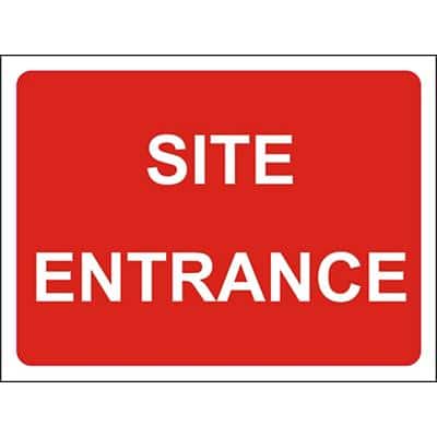 Site Sign Site Entrance Fluted board Red, White 45 x 60 cm