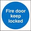 Mandatory Sign Fire Door Keep Locked Self Adhesive Plastic 20 x 20 cm