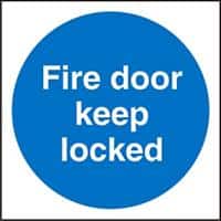 Mandatory Sign Fire Door Keep Locked Self Adhesive Plastic 20 x 20 cm