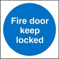 Mandatory Sign Fire Door Keep Locked Self Adhesive Plastic 20 x 20 cm