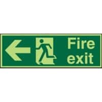Fire Exit Sign Man Running with Left Arrow Self Adhesive Acrylic 10 x 30 cm