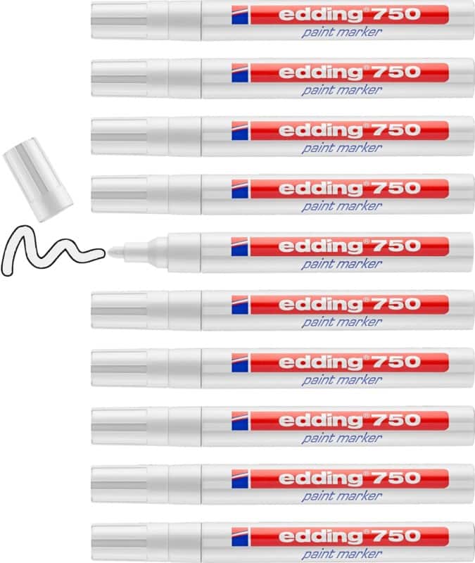 edding 750 Permanent Paint Marker White Medium Bullet 2 - 4 mm  Water-Resistant Pack of 10