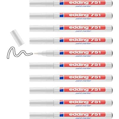 edding 751 Paint Marker Medium Bullet White Pack of 10