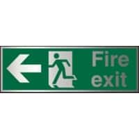 Fire Exit Sign Left Arrow Adhesive Aluminium 10 x 30 cm