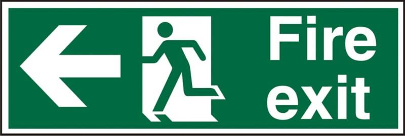 Fire Exit Sign Left Arrow Adhesive Acrylic 10 x 30 cm