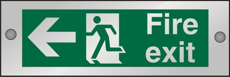 Fire Exit Sign Left Arrow Adhesive Acrylic 10 x 30 cm