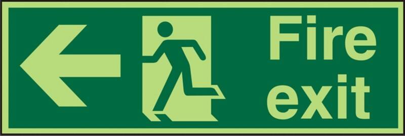 Fire Exit Sign Left Arrow Adhesive Acrylic 15 x 45 cm
