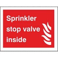 Fire Information Sign Sprinkler Stop Valve Inside Adhesive Plastic 15 x 20 cm