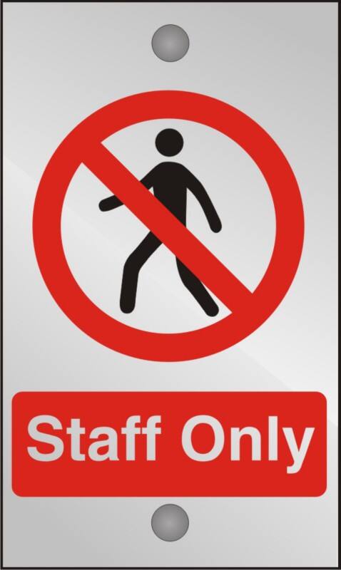 Warning Sign Staff Only Adhesive Acrylic 20 x 12 cm