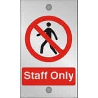 Warning Sign Staff Only Adhesive Acrylic 20 x 12 cm