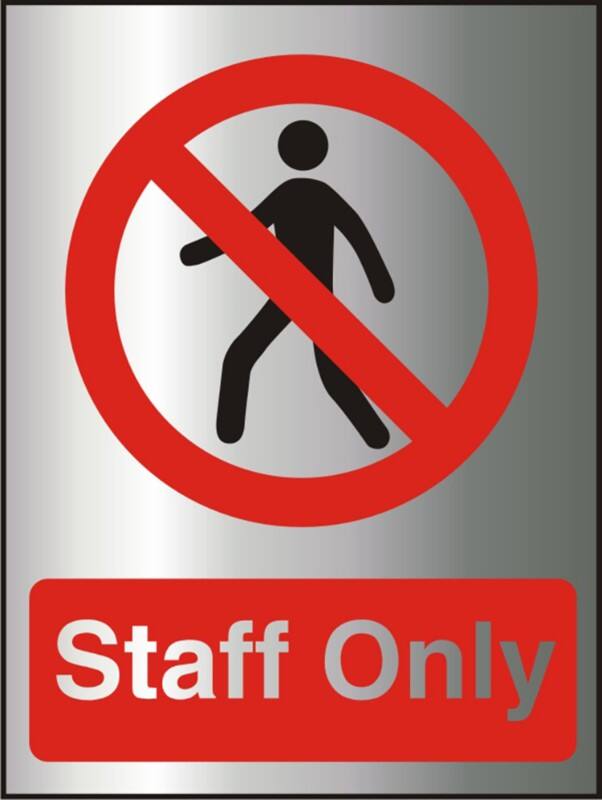 Warning Sign Staff Only Adhesive Acrylic 20 x 15 cm