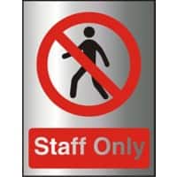 Prohibition Sign Staff Only Acrylic Silver, Red 20 x 15 cm