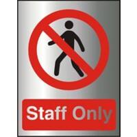 Prohibition Sign Staff Only Acrylic Silver, Red 20 x 15 cm