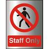 Prohibition Sign Staff Only Acrylic Silver, Red 20 x 15 cm