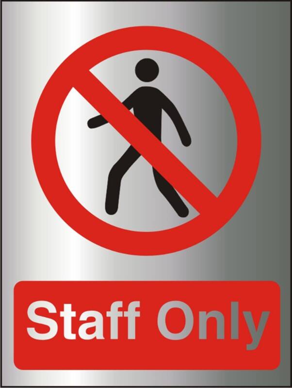 Warning Sign Staff Only Adhesive Aluminium 20 x 15 cm