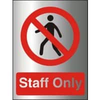 Warning Sign Staff Only Adhesive Aluminium 20 x 15 cm