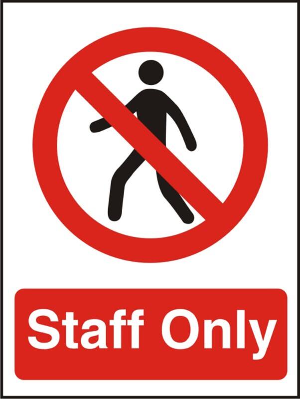 Warning Sign Staff Only Adhesive Acrylic 20 x 15 cm