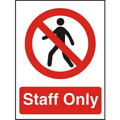 Prohibition Sign Staff Only Self Adhesive Acrylic 20 x 15 cm