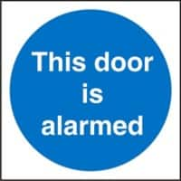 Mandatory Sign Door Alarmed Plastic Blue, White 10 x 10 cm