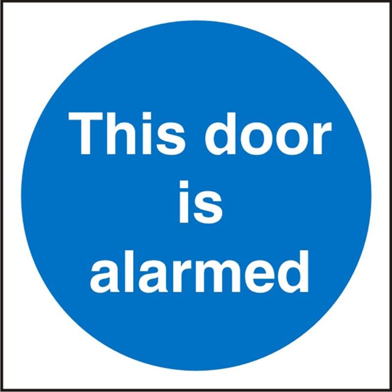 Mandatory Sign Door Alarmed Adhesive Vinyl 10 x 10 cm