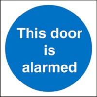 Mandatory Sign Door Alarmed Adhesive Vinyl 20 x 20 cm