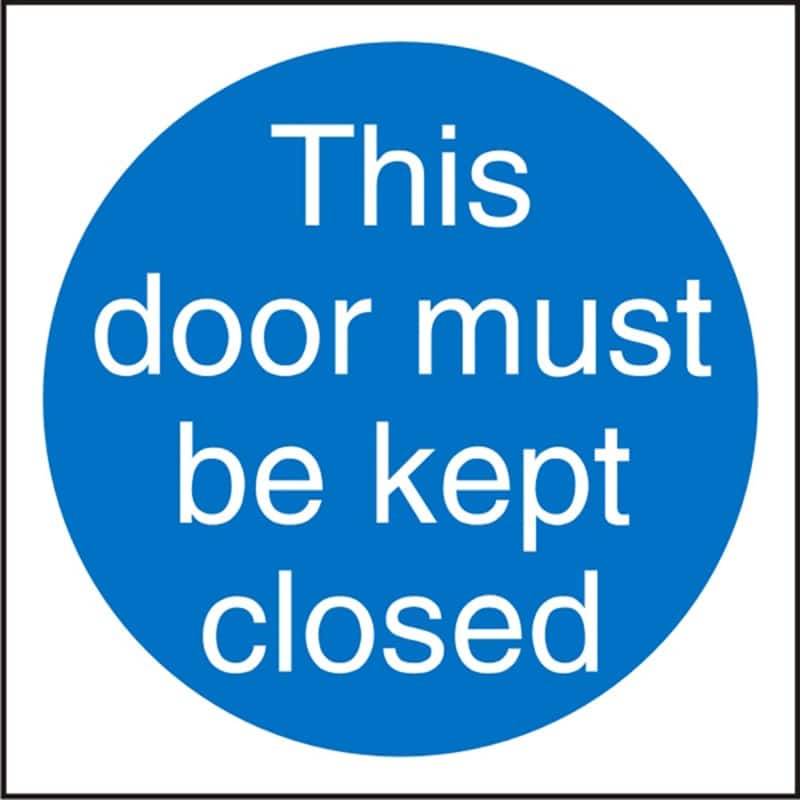 Mandatory Sign Door Kept Closed Adhesive Plastic 20 x 20 cm