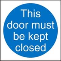 Mandatory Sign Door Kept Closed Plastic Blue, White 20 x 20 cm
