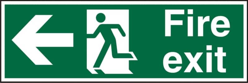 Fire Exit Sign Left Arrow Adhesive Plastic 15 x 45 cm