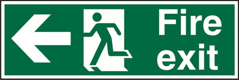 Fire Exit Sign Left Arrow Adhesive Aluminium 15 x 45 cm