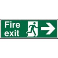 Fire Exit Sign Right Arrow Adhesive Acrylic 10 x 30 cm