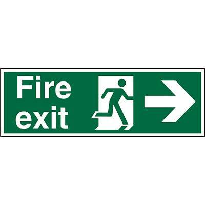 Fire Exit Sign Right Arrow Plastic Green 10 x 30 cm