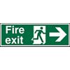 Fire Exit Sign Man Running with Right Arrow Self Adhesive Acrylic Green White 10 x 30 cm