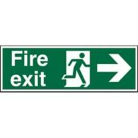 Fire Exit Sign Man Running with Right Arrow Self Adhesive Acrylic Green 10 x 30 cm