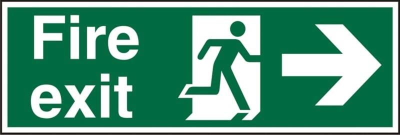 Fire Exit Sign Right Arrow Adhesive Plastic 15 x 45 cm
