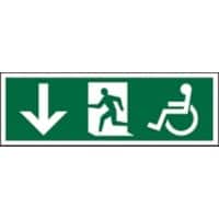 Fire Exit Sign Wheel Chair Down Arrow Adhesive Acrylic 15 x 45 cm