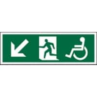 Fire Exit Sign Wheel Chair Right Arrow Adhesive Acrylic 15 x 45 cm