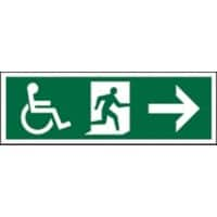 Fire Exit Sign Wheel Chair with Right Arrow Self Adhesive Acrylic 15 x 45 cm